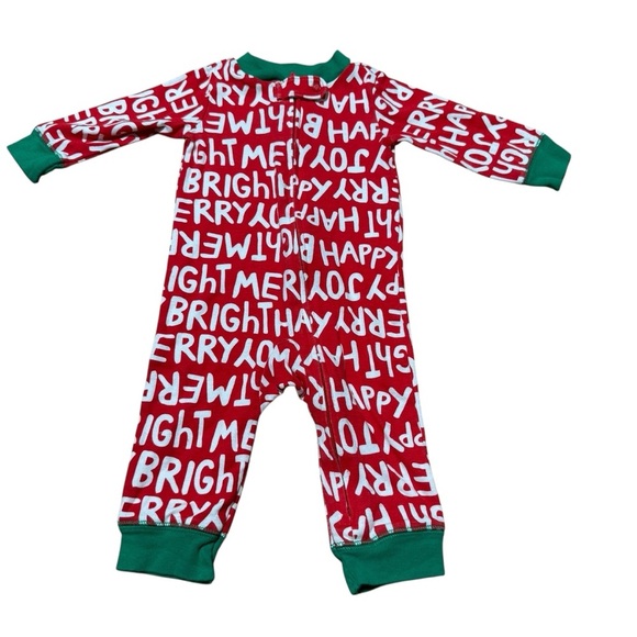 Carter’s Baby Boy Girl Christmas Pajama Zippy 6M Red White - Picture 1 of 6